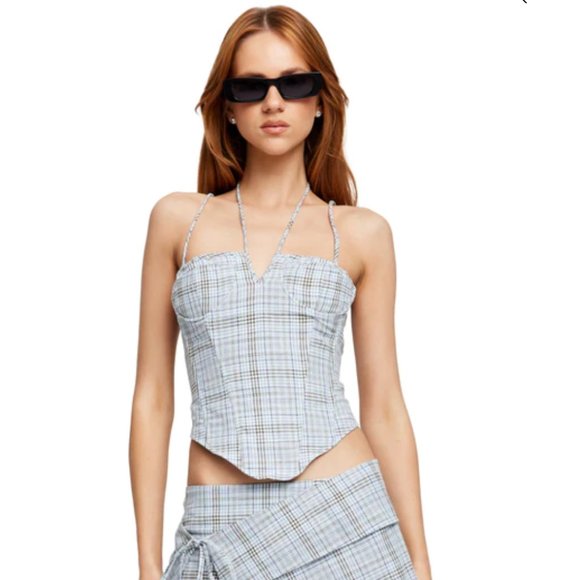 DEL GATO CORSET in BLUE PLAID // LIONESS - Picture 3 of 6